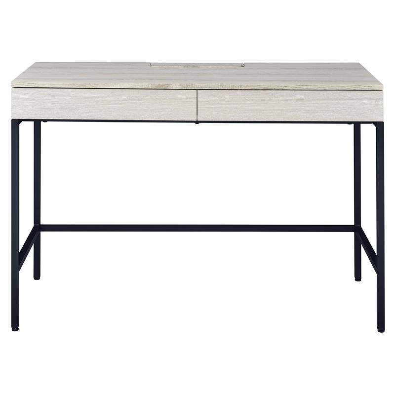 ACME Wendral Wooden Top Writing Desk with 2 Drawers in Natural and Black