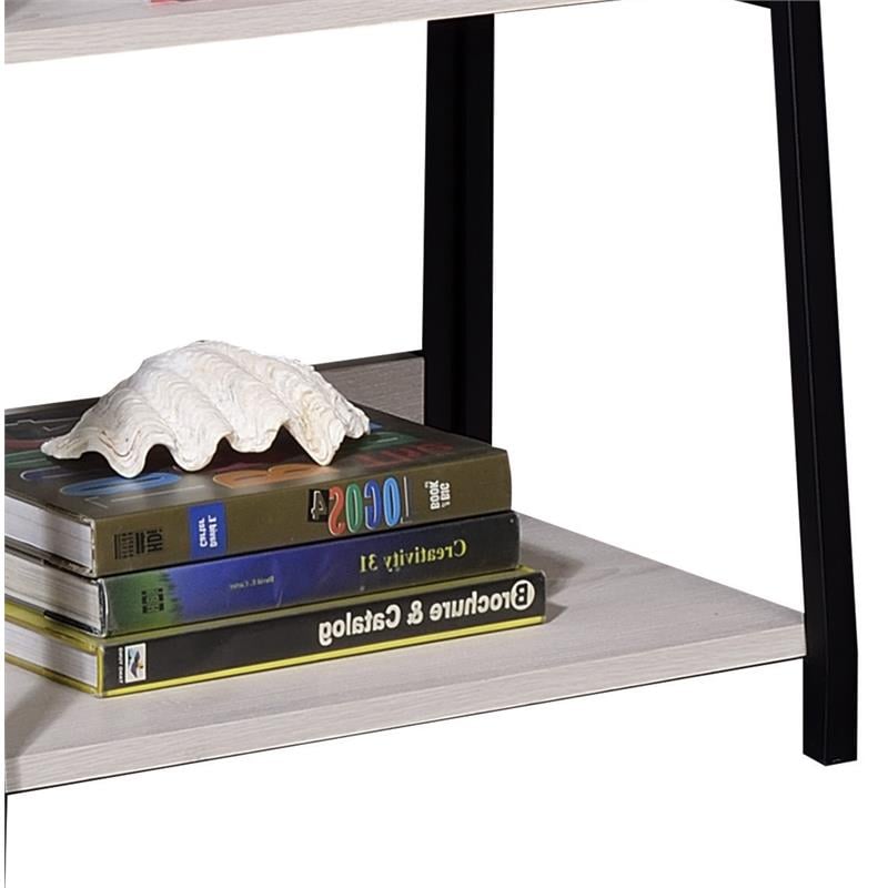 ACME Wendral 3 Wooden Tiers Ladder Bookshelf in Natural and Black