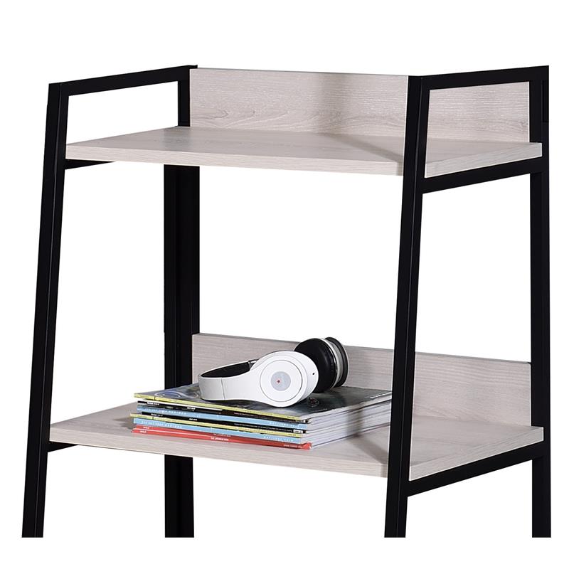 ACME Wendral 3 Wooden Tiers Ladder Bookshelf in Natural and Black