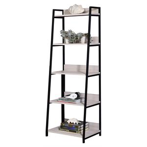 acme wendral 5 wooden tiers ladder bookshelf in natural and black