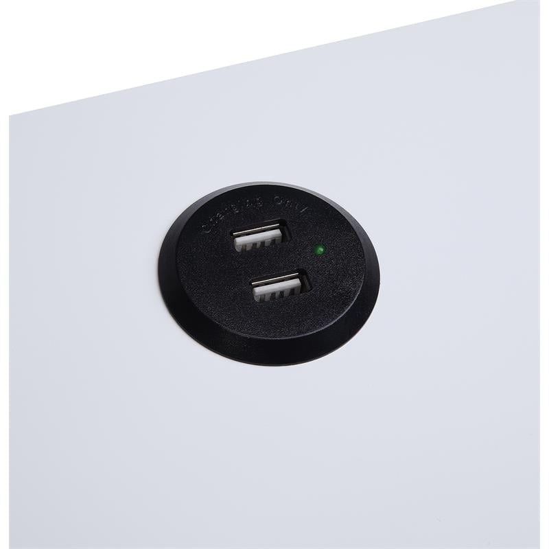 ACME Fierce Wooden Side Table with USB Charging Dock in White and Black