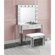 ACME Noralie Glass Wall Decor Mirror with LED in Mirrored and Faux Diamonds