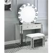 ACME Noralie Glass Wall Round Decor Mirror in Mirrored and Faux Diamonds