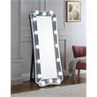 ACME Noralie Glass Floor Mirror with LED Light in Mirrored and Faux Diamonds