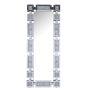 acme noralie wall mirror in mirrored and faux diamonds