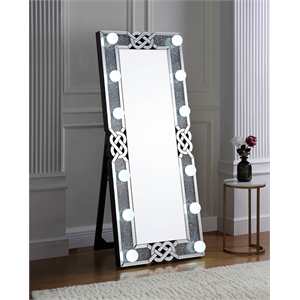 acme noralie wall mirror in mirrored and faux diamonds