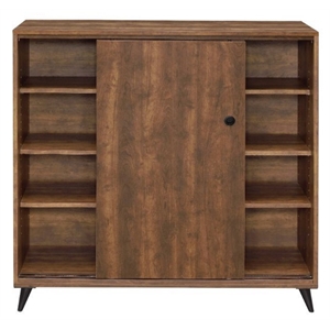 acme waina 3-adjustable wood shelf storage accent cabinet in oak