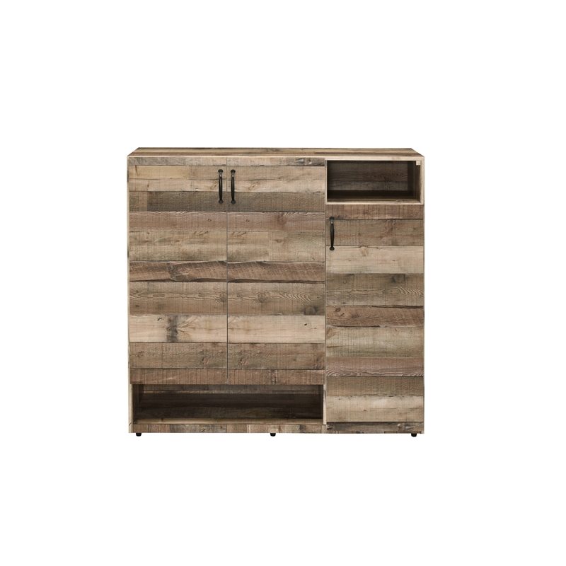 ACME Howia 3-Door Wooden Cabinet with 2 Compartments in Rustic Gray Oak