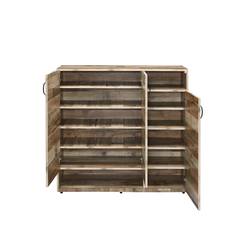 ACME Howia 3-Door Wooden Cabinet with 2 Compartments in Rustic Gray Oak