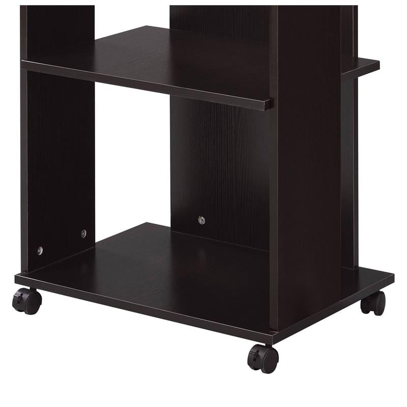 ACME Kolen Wooden Coat Stand with Hanging Rod and Caster Wheels in Espresso