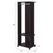 ACME Kolen Wooden Coat Stand with Hanging Rod and Caster Wheels in Espresso