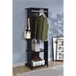 ACME Kolen Wooden Coat Stand with Hanging Rod and Caster Wheels in Espresso
