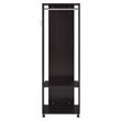 ACME Kolen Wooden Coat Stand with Hanging Rod and Caster Wheels in Espresso