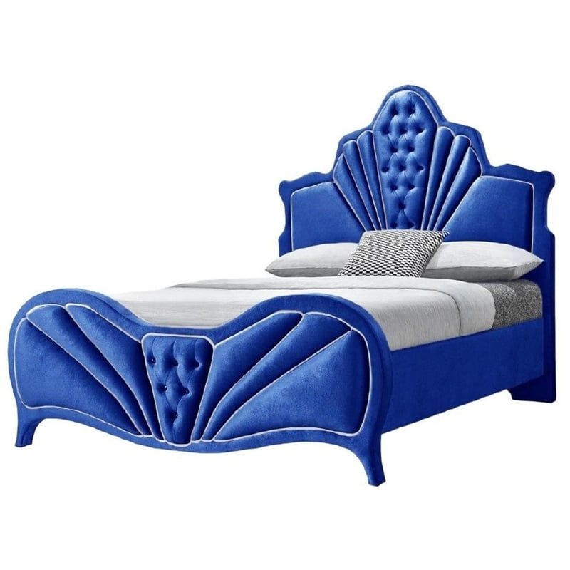ACME Dante Eastern King Bed in Blue Velvet