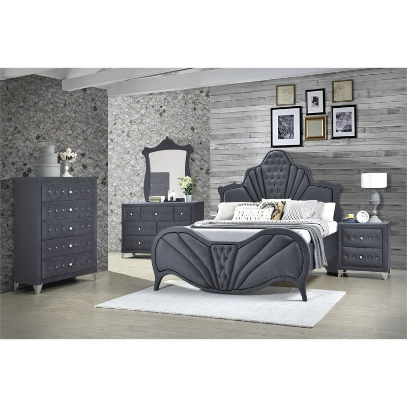 ACME Dante Queen Bed in Gray Velvet