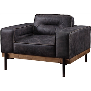 acme silchester tufted accent chair in antique ebony top grain leather
