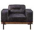 ACME Silchester Top Grain Leather Tufted Accent Chair in Antique Ebony