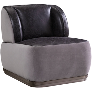 acme decapree top grain leather accent chair in antique slate and gray