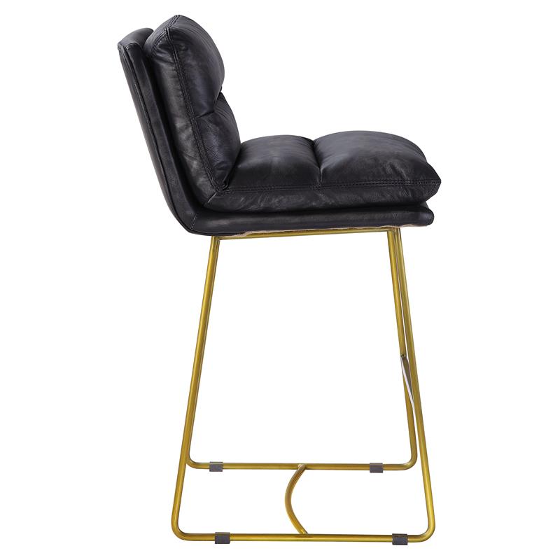 ACME Alsey Tufted Counter Height Chair in Vintage Black Top Grain Leather