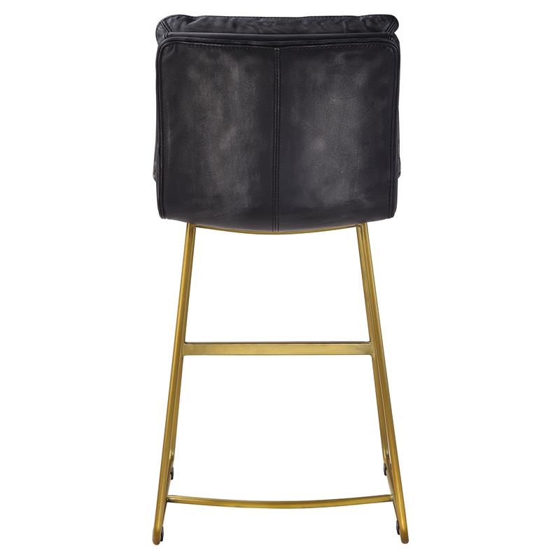 ACME Alsey Tufted Counter Height Chair in Vintage Black Top Grain Leather