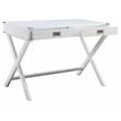 ACME Amenia Wooden Rectangular 2-Drawer Writing Desk with X-Shaped Base in White