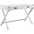 ACME Amenia Wooden Rectangular 2-Drawer Writing Desk with X-Shaped Base in White