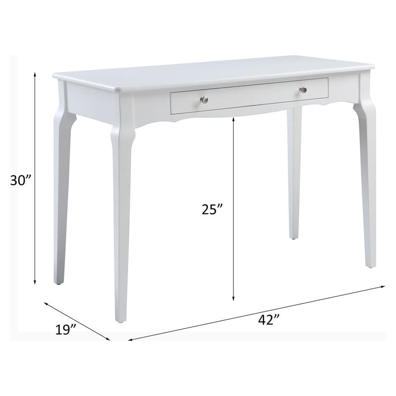 ACME Alsen Wooden Rectangular Writing Desk with Drawer in White