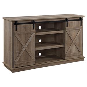acme bellona wooden 2-door tv stand with cable management holes in oak