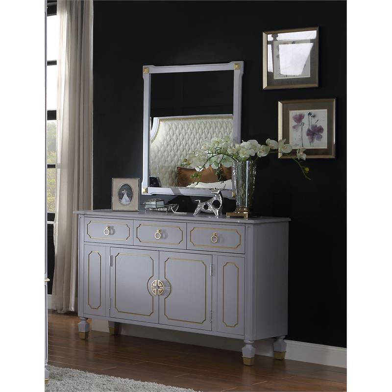 ACME House Marchese Wooden Frame Mirror with Beveled Edge in Pearl Gray