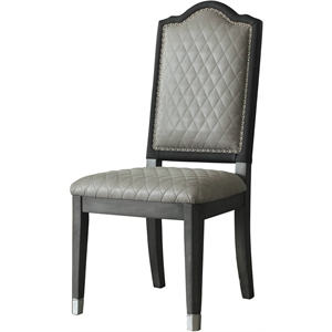 acme house beatrice fabric side chair in two tone gray and charcoal (set of 2)
