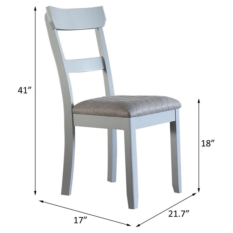 ACME House Marchese Wooden Side Chair in Two Tone Gray and Pearl Gray Set of 2