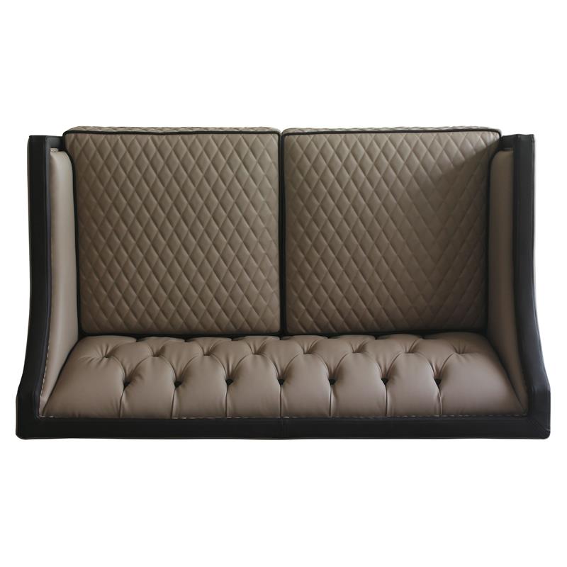 ACME House Beatrice Faux Leather Tufted Loveseat in Black and Charcoal