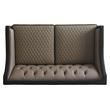ACME House Beatrice Faux Leather Tufted Loveseat in Black and Charcoal