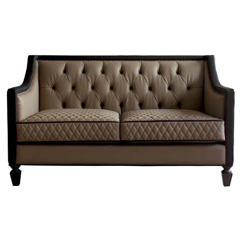 ACME House Beatrice Faux Leather Tufted Loveseat in Black and Charcoal