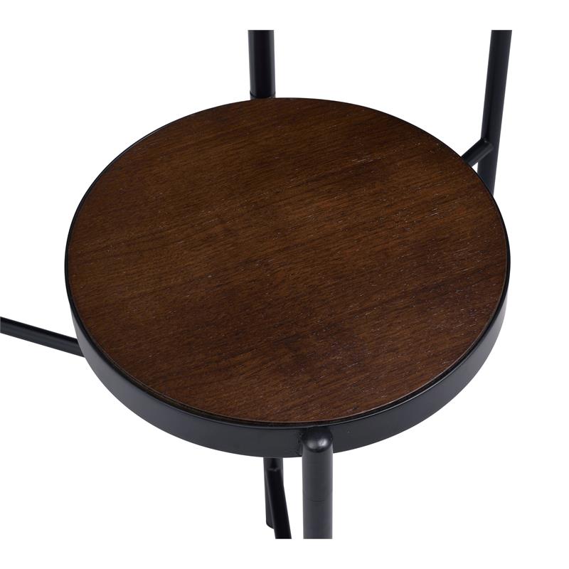 ACME Namid Round Wooden Tier Plant Stand in Walnut and Black