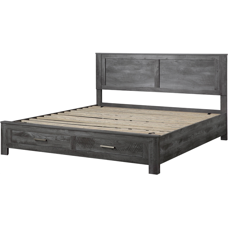 ACME Vidalia Queen Bed with Storage in Rustic Gray Oak Cymax Business