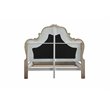 ACME Dresden Faux Leather California King Panel Bed in Vintage Bone White