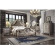 ACME Dresden Faux Leather California King Panel Bed in Vintage Bone White