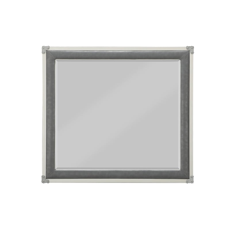 ACME Orchest Rectangular Wooden Frame Mirror in Gray