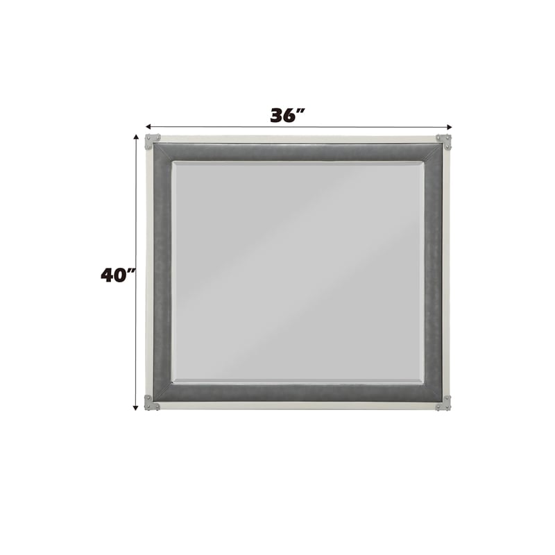 ACME Orchest Rectangular Wooden Frame Mirror in Gray