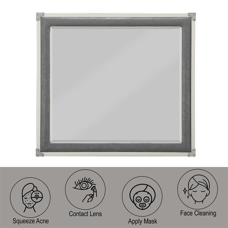 ACME Orchest Rectangular Wooden Frame Mirror in Gray
