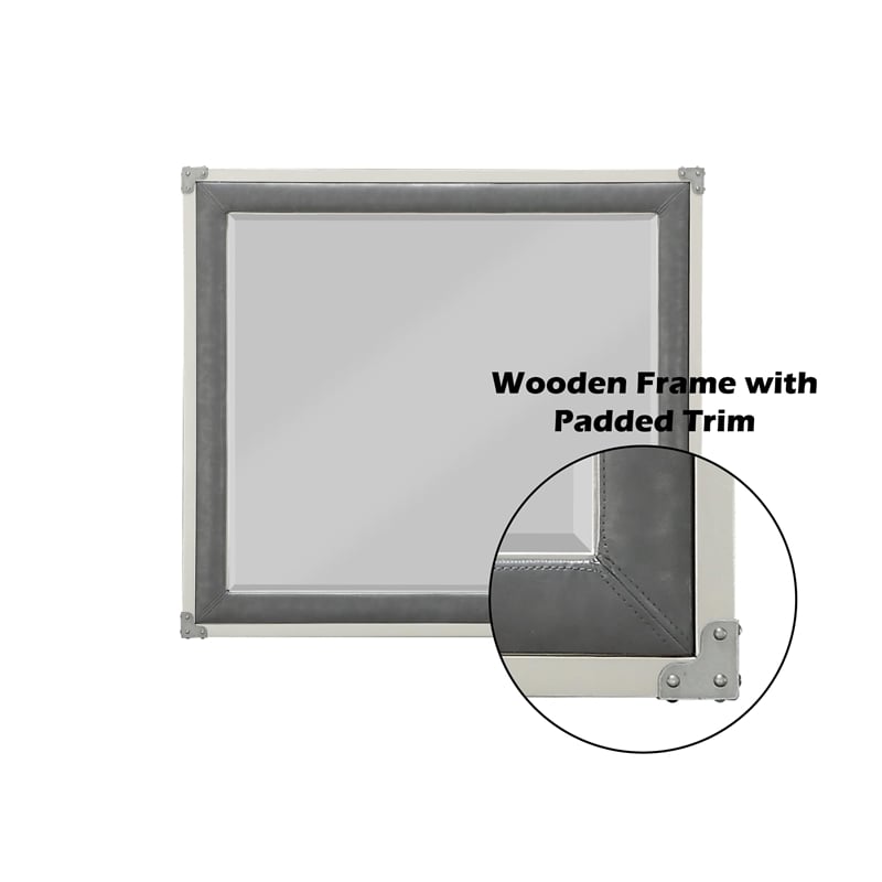 ACME Orchest Rectangular Wooden Frame Mirror in Gray