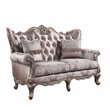 ACME Jayceon Fabric Tufted Loveseat with 2 Pillows in Champagne Beige