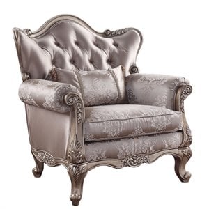 ACME Jayceon Fabric Tufted Chair with 1 Pillow in Champagne Beige