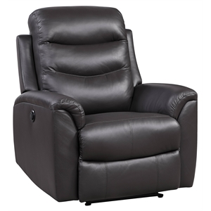 acme ava tufted leather upholstered power motion recliner in brown