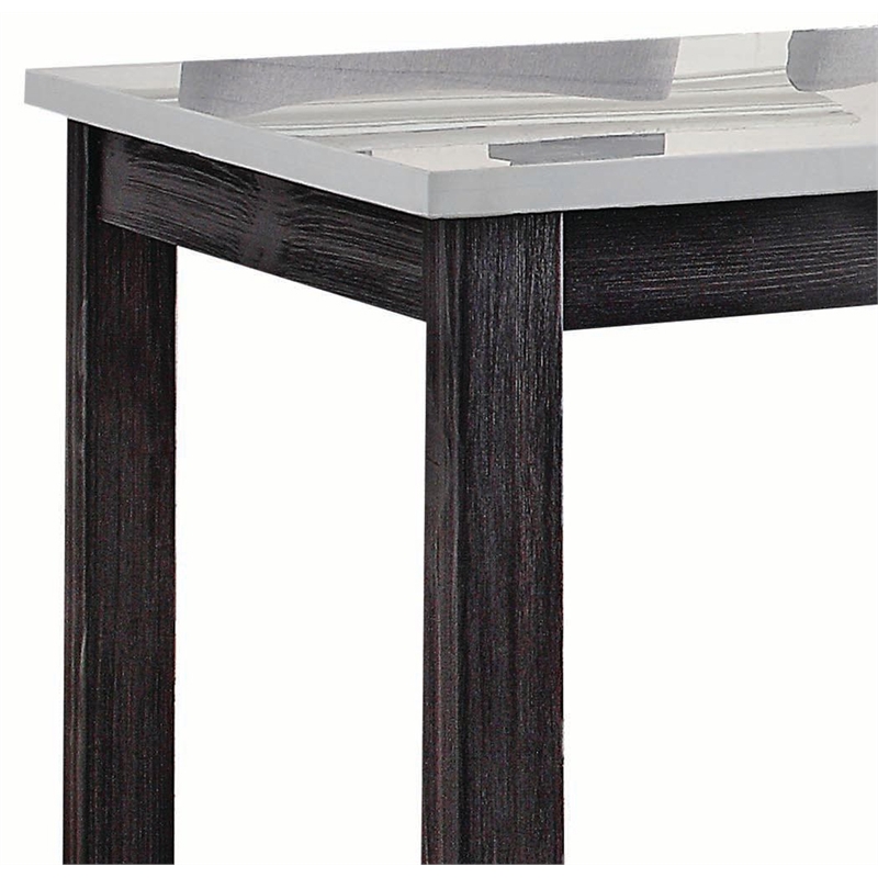 ACME Yelena Counter Height Table in White Marble and Weathered Espresso