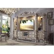 ACME Dresden Wooden Entertainment Center with Bridge in Vintage Bone White