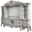 ACME Dresden Wooden Entertainment Center with Bridge in Vintage Bone White