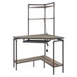 ACME Deliz Wooden Top Corner Writing Desk with Keyboard Tray in Sand Gray