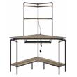 ACME Deliz Wooden Top Corner Writing Desk with Keyboard Tray in Sand Gray
